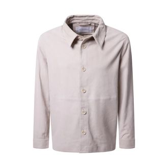 Baldessarini Shay Leder Overshirt - Heren - Casual Overhemden - Beige - M - Leer - Overhemden