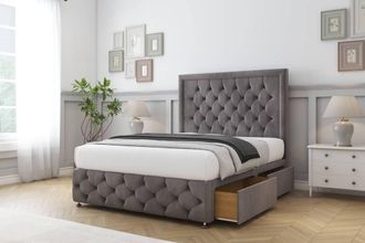 Sloomy Vienna Naples Divan Set 4 Drawers-54 Headboard-Footboard in Grey | Size: Double