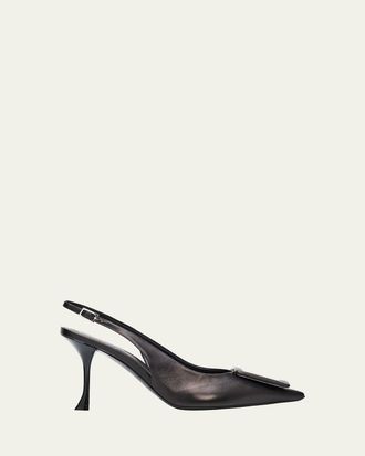 Roger Vivier 85mm Viv Ville Leather Slingback Pumps