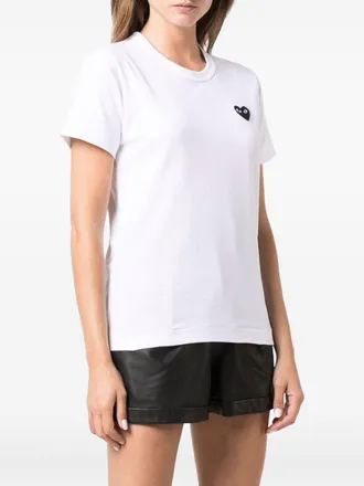 Comme Des Gar&ccedil;ons Black Heart-Patch T-Shirt - White