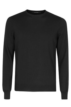 Tagliatore Black Marley Ribbed Trim Merino Wool Sweater