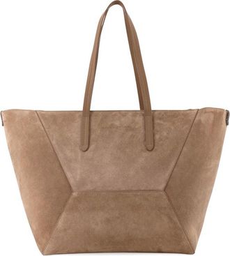 Brunello Cucinelli Bc Duo Suede Shoulder Bag With Engraved Logo