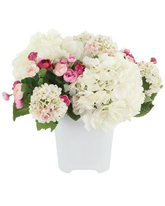 Creative Displays Inc. Hydrangea, Ranunculus & Viburnum Arranged In Ceramic Pot
