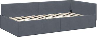 vidaXL Corner Bed Frame with Headboard Dark Grey 90 cm x 190 cm Fabric vidaXL