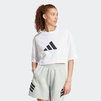 adidas T-Shirt ADIDAS SPORTSWEAR W FI 3B TEE, Damen, Gr. XXL, weiss (wei&szlig;), Obermaterial: 100% Baumwolle, Rundhals, Shirts T-Shirt, klassischer Rundhalsaussc