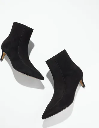 Talbots Kait Suede Flare Ankle Boots - Black - 10 1/2 M Talbots