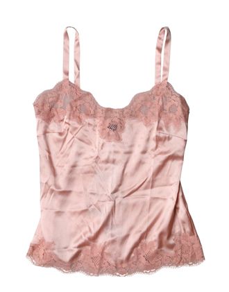 Dolce & Gabbana Womens Light Pink Floral Lace Lingerie Top Underwear Cotton Elastane Nylon Silk