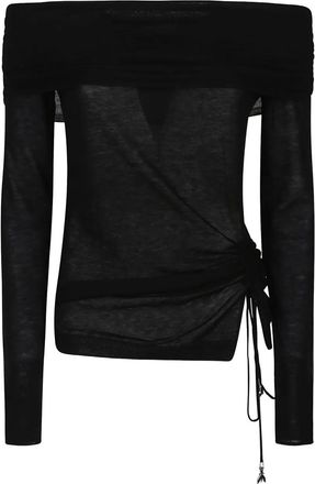 Patrizia Pepe off-shoulder side-tie jumper - Black
