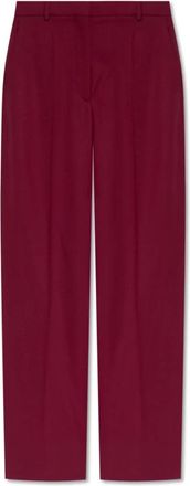 Stella McCartney Wollen geplooide broek - Dames - Straight fit broeken - Rood - XS - Wol - Broeken