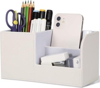 OEM 1 Juego Multifuncional De Portal&aacute;pices De Cuero, Caja De Almacenamiento Creativa, Color Gris Lino