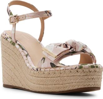 Ted Baker Gia Espadrille Platform Wedge in Pink/White at Nordstrom, Size 6.5