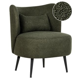 Beliani Beliani - Sill&oacute;n Sala De Estar Asiento Respaldo Curvo Dise&ntilde;o Glamour Boucl&eacute; Tapicer&iacute;a Patas Negras Verde Oscuro Otsby