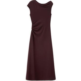 Mango Ruched Maxi Dress in Wine at Nordstrom, Size 8