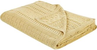 Beliani Beliani - Colcha Decorativa Ropa De Cama Algod&oacute;n 150 X 200 Cm Amarillo Daulet