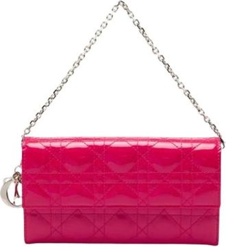 Dior Pre-owned Wallet on Chain - Dames - Pre-owned - Roze - Maat: ONE Size Leer