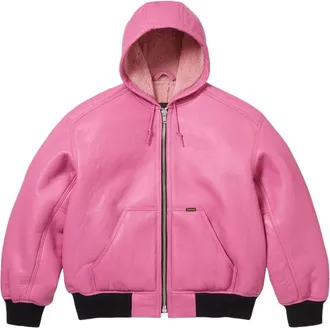 SUPREME FW25 x Schott Shearling Hooded Work Jacket Pink SUP-FW25-051-PNK