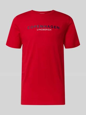 Lindbergh Lindbergh T-Shirt mit Label-Print Modell Copenhagen in Rot, Gr&ouml;&szlig;e XXL