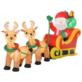 HOMCOM Pap&aacute; noel inflable trineo 240x57x112 cm multicolor