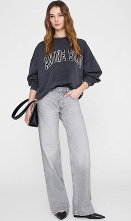 Anine Bing Miles New Classic Sweatshirt in Washed Black at Nordstrom, Size X-Small