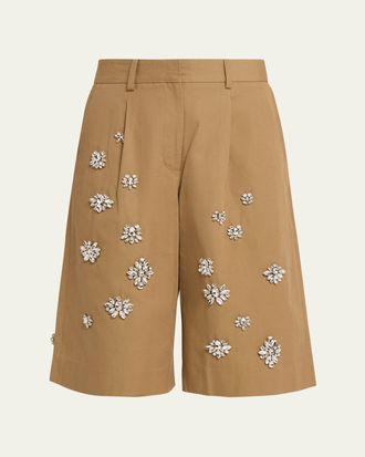 TWP The City Shorts with Crystals in Water-Repellent Cotton Canvas