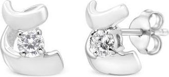 House of Brilliance Silver Round Diamond Fashion Earrings in White at Nordstrom