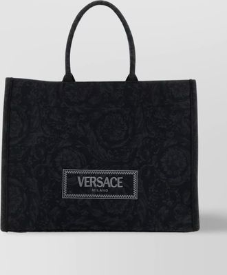 Versace athena floral embroidered shopping bag