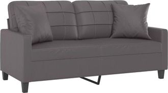 vidaXL Vidaxl - Sof&aacute; De 2 Plazas Con Cojines Cuero Sint&eacute;tico Gris 140 Cm