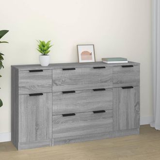 vidaXL Vidaxl - Set De Aparador 3 Piezas Madera Contrachapada Gris Sonoma