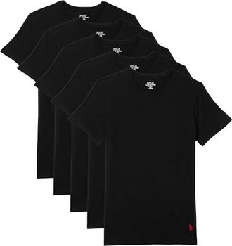Polo Ralph Lauren 5 Pack Slim Fit Crews Mens T Shirt Polo Black/RL2000 Red Pony Player : SM, Cotton