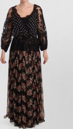 Dolce & Gabbana silk lace floral polka-dot maxi dress