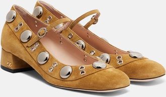 Valentino Garavani Nellcote studded suede Mary Jane pumps