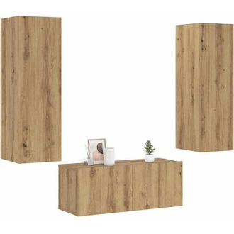 vidaXL Vidaxl - Muebles De Tv De Pared 3 Uds Madera Ingenier&iacute;a Roble Artesanal