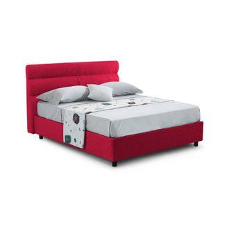 Dmora Cama Matrimonial Briaglia, Desenfundable, Con Almacenaje Made In Italy, Tama&ntilde;o Colch&oacute;n 160x200 Cm, Rojo