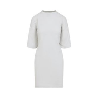 Balenciaga White Semi Fitted Cotton Mini Dress-Donna