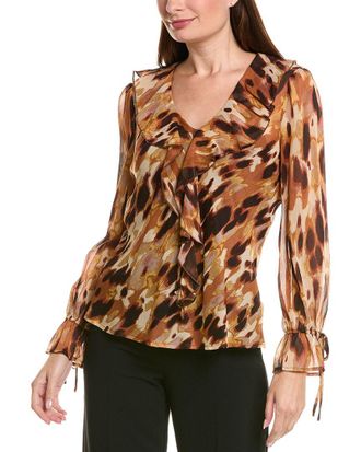 Tahari by ASL Tahari Asl Yoryu Chiffon Long Sleeve Top