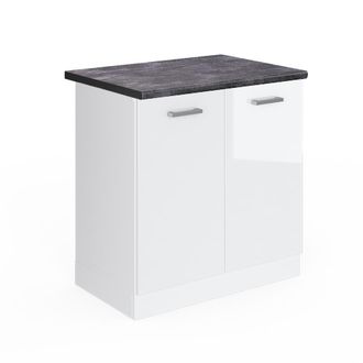 Vicco Armario Bajo Para Fregadero R-line, Blanco Alto Brillo, 80 Cm, Et Antracita Vicco