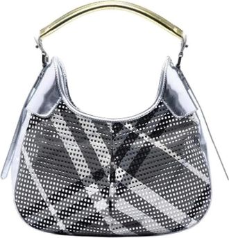 Burberry Pre-owned Hobo Shoulder Bag - Dames - Vintage Schoudertas - Grijs - ONE Size - Leer - Vintage