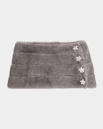 Carolyn Rowan Emilia Faux Fur Shrug with Flower Buttons