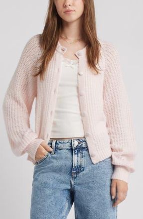 BP. Crewneck Cardigan in Pink Primrose at Nordstrom Rack, Size Medium