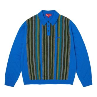 SUPREME SS26 Multi Stripe Polo Sweater Blue SUP-SS26-195-BLU