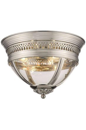 Netlighting Spring 3 Light Flush Ceiling Light Nickel Clear E14