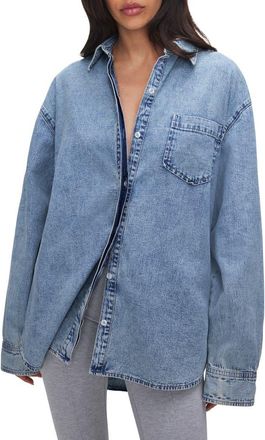 Good American Easy Denim Shirt in Indigo553 at Nordstrom Rack, Size Medium