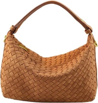 Generic Autumn And Winter Fashion Simple Solid Color Small Square Bag Texture Shoulder Woven(Light brown)