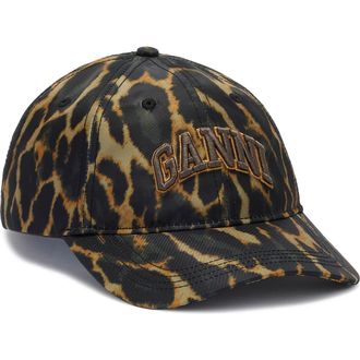 Ganni Logo Embroidered Recycled Nylon Baseball Cap in Boa at Nordstrom
