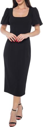 Marina Rossini Puff Sleeve Scuba Knit Dress in Black at Nordstrom Rack, Size X-Large