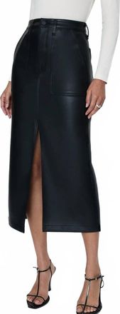 Pistola Denim Alice Utility Vegan Leather Skirt In Slate Black