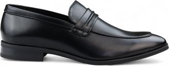 Infinity Leather Zwarte instappers voor heren, gevoerd met leer en nette schoenen