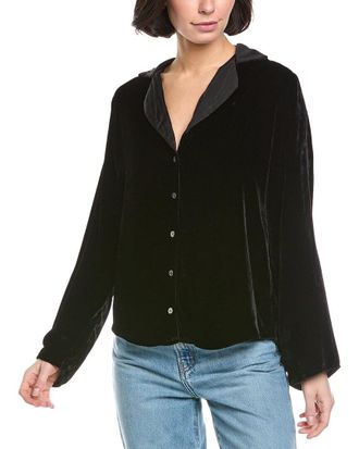 Velvet Velvet By Graham & Spencer Brenna Velvet Silk-Blend Shirt