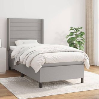 vidaXL Vidaxl - Cama Box Spring Con Colch&oacute;n Tela Gris Claro 100x200 Cm