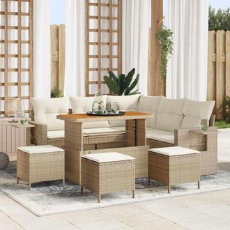 vidaXL Conjunto De Sof&aacute; De Jard&iacute;n 9 Pcs Beige Y Crema 110 X 55 X 71 Cm Vidaxl